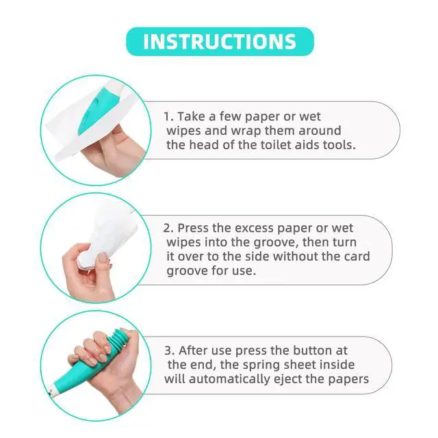 Alt view image 3 of 7 - Fanwer Toilet Aids Tools,Long Reach Comfort Wipe,Extends Your Reach Over 15" Grips Toilet Paper or Pre-Moistened Wipes