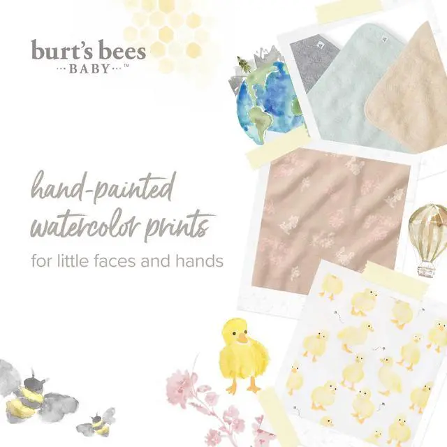 Alt view image 7 of 7 - Burt's Bees Baby Washcloths for Infants, 100% Organic Cotton, Soft and Absorbent Knit Terry Face Towel, 9 x 9 in, 3-Pack