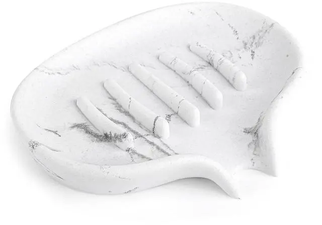 Main image of AUGFRYZIAN Self Draining Soap Dish for Shower and Bathroom Sink - Large Marble Resin Soap Holder with Drain, Non Slip Soap Tray for Bar Soap, Kitchen & Bathroom Counter