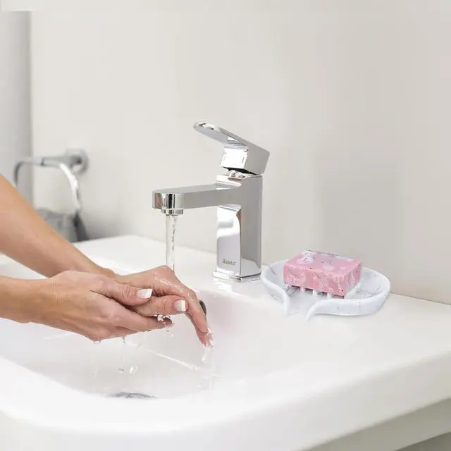 Alt view image 2 of 7 - AUGFRYZIAN Self Draining Soap Dish for Shower and Bathroom Sink - Large Marble Resin Soap Holder with Drain, Non Slip Soap Tray for Bar Soap, Kitchen & Bathroom Counter