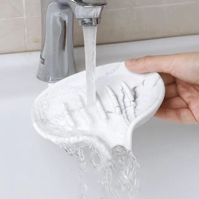 Alt view image 3 of 7 - AUGFRYZIAN Self Draining Soap Dish for Shower and Bathroom Sink - Large Marble Resin Soap Holder with Drain, Non Slip Soap Tray for Bar Soap, Kitchen & Bathroom Counter