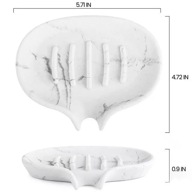 Alt view image 6 of 7 - AUGFRYZIAN Self Draining Soap Dish for Shower and Bathroom Sink - Large Marble Resin Soap Holder with Drain, Non Slip Soap Tray for Bar Soap, Kitchen & Bathroom Counter