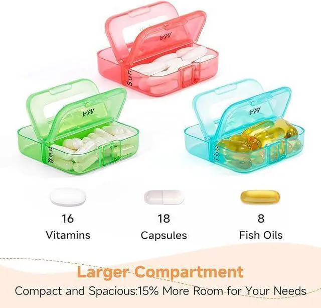 Alt view image 2 of 7 - Zoksi Pill Organizer 2 Times a Day, Weekly 7 Day Pill Box, Daily Am Pm Pill Organizer with Double-Side Large Opening for Easy to Use, Color Tracking Travel Pill Case for Medicine, Fish Oils, Vitamins