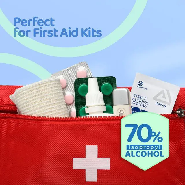 Alt view image 5 of 7 - Dynarex DynaSafety Sterile Alcohol Prep Pads - Medium - 70% Isopropyl Alcohol, Individually Wrapped, Soft Cleaning Wipes - Box of 24