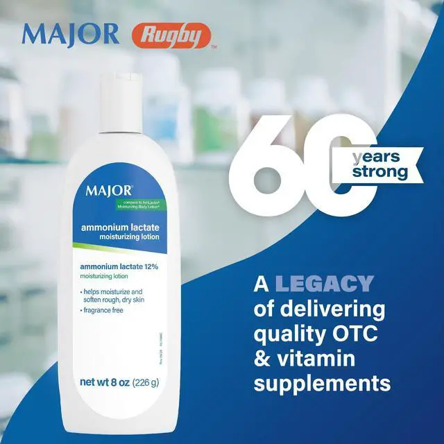 Alt view image 2 of 7 - Major Ammonium Lactate 12% Moisturizing Lotion - Lactic Acid Lotion - Helps Hydrate, Soften, and Exfoliate Rough, Dry Skin - Daily Body Lotion - Fragrance-Free - 8 Oz (1 Pack)