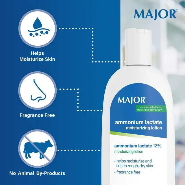 Alt view image 4 of 7 - Major Ammonium Lactate 12% Moisturizing Lotion - Lactic Acid Lotion - Helps Hydrate, Soften, and Exfoliate Rough, Dry Skin - Daily Body Lotion - Fragrance-Free - 8 Oz (1 Pack)
