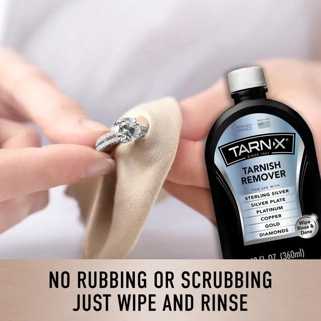 Alt view image 6 of 7 - Tarn-X Tarnish Remover, 12 oz. Bottle, Platinum, Copper, Gold, Diamond, Silver Plate, and Sterling Silver Jewelry Cleaner, Wipe-and-Rinse Formula, No Rubbing or Scrubbing