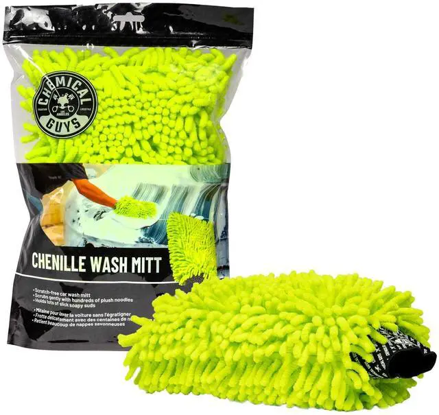 Main image of Chemical Guys Chenille Premium Scratch-Free Microfiber Wash Mitt for Car Washing - Lime Green, Ultra-Soft Car Wash Glove, Swirl-Free Finish, Safe for Trucks, SUVs, Motorcycles, and More