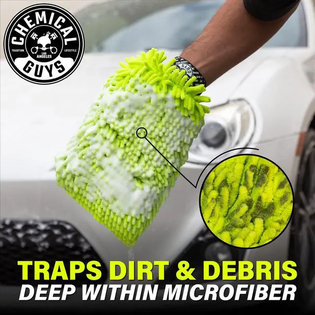 Alt view image 7 of 7 - Chemical Guys Chenille Premium Scratch-Free Microfiber Wash Mitt for Car Washing - Lime Green, Ultra-Soft Car Wash Glove, Swirl-Free Finish, Safe for Trucks, SUVs, Motorcycles, and More
