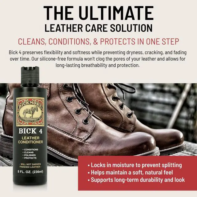 Alt view image 3 of 7 - Bickmore Bick 4 Leather Conditioner 8 oz - Cleaner & Conditioner - Restore Polish & Protect All Smooth Finished Leathers