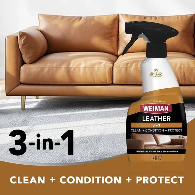 Alt view image 2 of 7 - Weiman Leather Cleaner & Conditioner - Cleans, Restores & Protects Leather, UV Protection Prevent Cracking & Fading, Auto, Sofas, Shoes, Bags & All Finished Leather Surfaces, 1 Pack, 12 Fl Oz