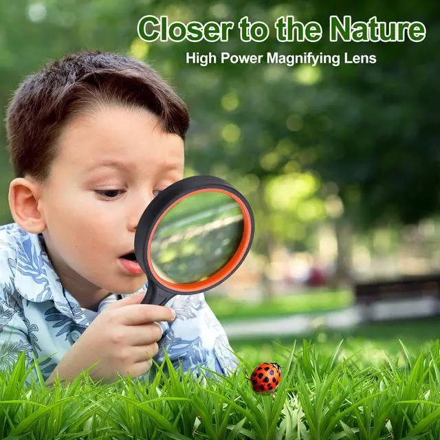 Alt view image 2 of 7 - 2PCS Upgrade 10X Magnifying Glass, Large Handheld Magnifier Magnafying. Glasses for Kids/Seniors Reading, 3 Inch Shatterproof Lupa Magnify Glass Lens, Rubber Handle - for Observation