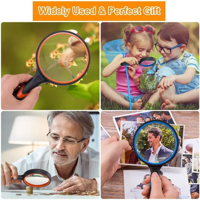 Alt view image 6 of 7 - 2PCS Upgrade 10X Magnifying Glass, Large Handheld Magnifier Magnafying. Glasses for Kids/Seniors Reading, 3 Inch Shatterproof Lupa Magnify Glass Lens, Rubber Handle - for Observation