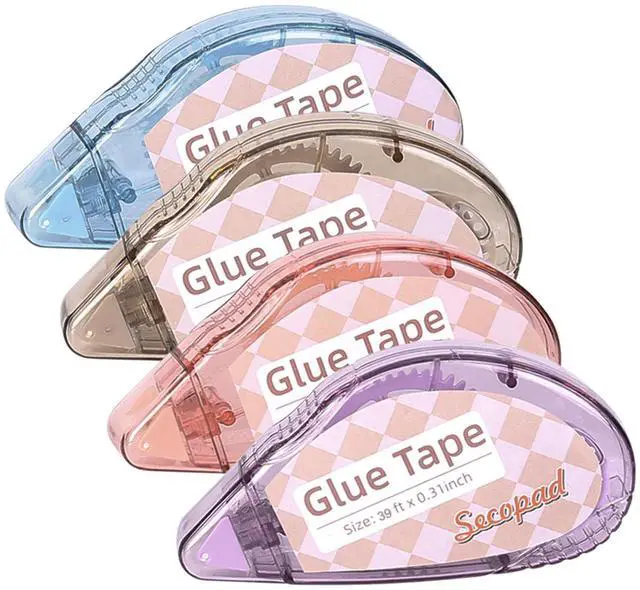 Main image of Secopad Scrapbook Tape, 0.3IN x 39FT Double Sided Tape Roller for Crafts, Adhesive Glue Runner Scrapbooking Supplies Journaling School Office Supplies for Kids and Adults, 4 Pack, Light-Color Shell