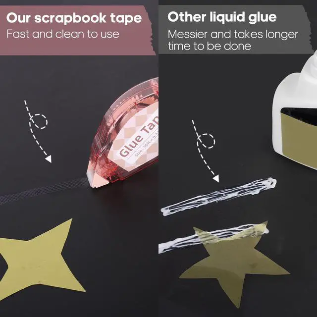Alt view image 3 of 6 - Secopad Scrapbook Tape, 0.3IN x 39FT Double Sided Tape Roller for Crafts, Adhesive Glue Runner Scrapbooking Supplies Journaling School Office Supplies for Kids and Adults, 4 Pack, Light-Color Shell