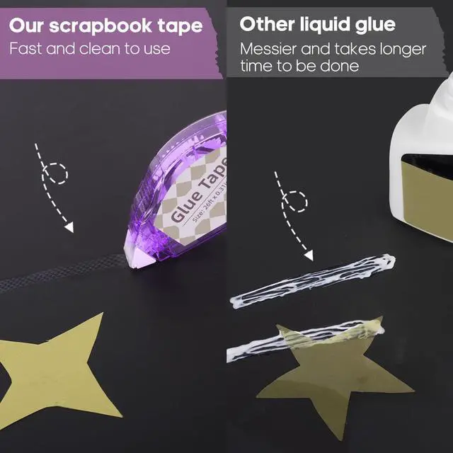 Alt view image 4 of 6 - Secopad Scrapbook Tape, 4 Pack Double Sided Tape Roller for Crafts, Adhesive Glue Runner Scrapbooking Supplies Journaling School Office Teacher Supplies, 0.3IN x 26FT, Clear Colored Shell
