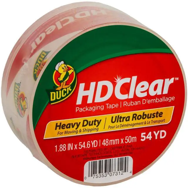 Main image of Duck HD Clear Packing Tape - 1 Roll of Heavy Duty Shipping and Moving Packing Tape - Clear Strong Packaging Tape for Boxes, Packing and Moving Supplies - 1.88 In. x 54.6 Yards (297438)