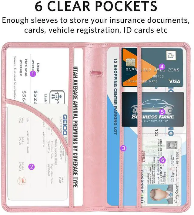 Alt view image 3 of 7 - CoBak Car Registration and Insurance Holder - Vehicle Glove Box Car Organizer,Auto Truck Comparment Accessories Case with Magnetic Closure for Essential Document,Driver License,Cards