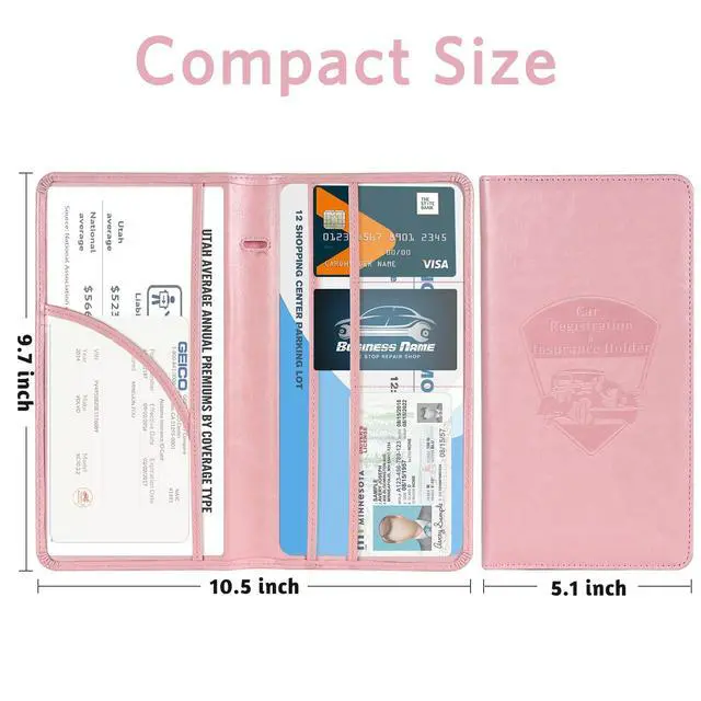 Alt view image 5 of 7 - CoBak Car Registration and Insurance Holder - Vehicle Glove Box Car Organizer,Auto Truck Comparment Accessories Case with Magnetic Closure for Essential Document,Driver License,Cards