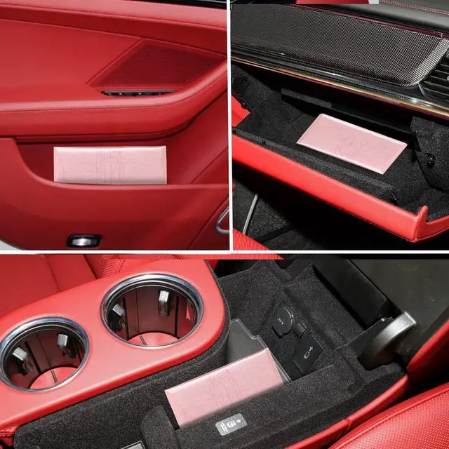Alt view image 7 of 7 - TOURSUIT Car Registration and Insurance Card Holder, Vehicle License Document Glove Box Compartment Organizer, Interior Car Accessories for Women Men (Rose Gold)