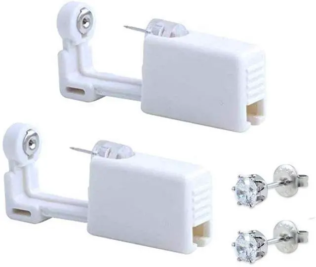 Main image of XUKEKOY 2 Pack Self Ear Piercing Gun Earring Disposable Piercing Kit No Pain Easy Use Ear Piercing Gun Kit Tool with Stud (White)
