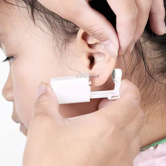 Alt view image 4 of 7 - XUKEKOY 2 Pack Self Ear Piercing Gun Earring Disposable Piercing Kit No Pain Easy Use Ear Piercing Gun Kit Tool with Stud (White)