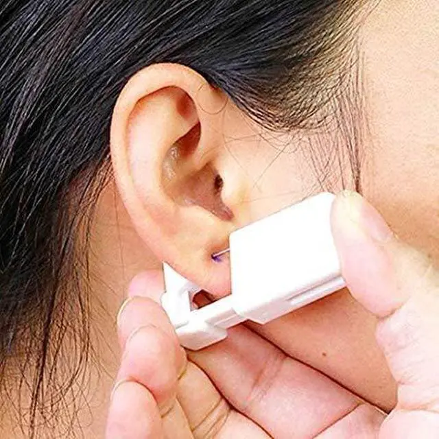 Alt view image 5 of 7 - XUKEKOY 2 Pack Self Ear Piercing Gun Earring Disposable Piercing Kit No Pain Easy Use Ear Piercing Gun Kit Tool with Stud (White)