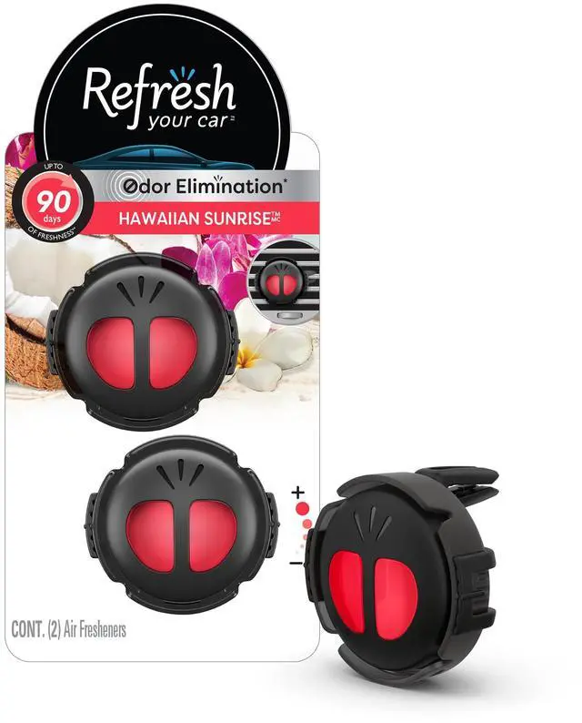Main image of Refresh Your Car Mini Diffuser Car Air Fresheners, Hawaiian Sunrise Scent, 2 Pack, Convenient Car Diffuser
