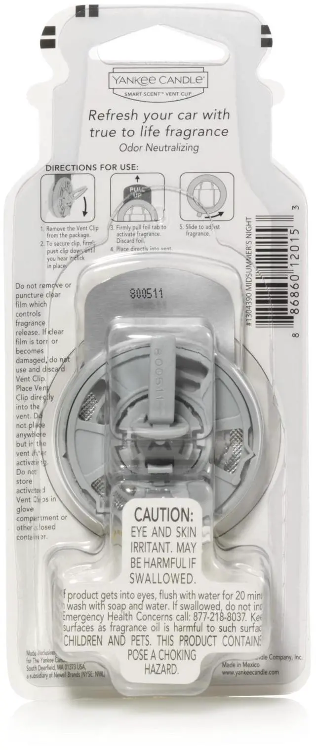 Alt view image 4 of 4 - Yankee Candle Smart Scent Vent Clip Car Air Freshener, Odor Neutralizing Car Fragrance, Midsummer's Night (Pack of 1)
