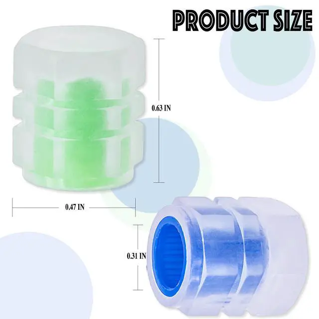Alt view image 2 of 7 - MEAJOO 8PCS Fluorescent Tire Valve Stem Caps, Luminous Car Tire Air Cap, Corrosion Resistant Leak-Proof Wheel Valve Cover, Universal for Cars, Trucks, Bikes, Motorcycles, Bicycles(Blue, Green)