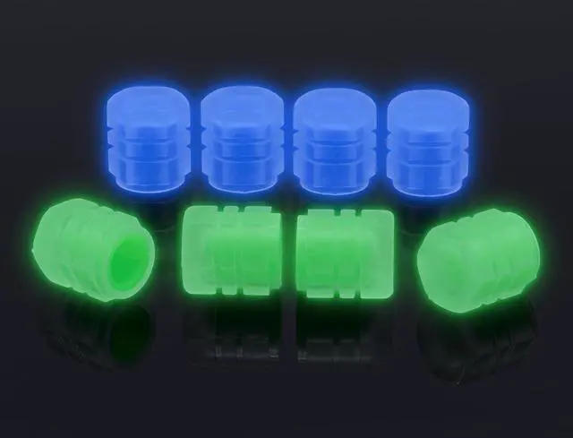 Alt view image 7 of 7 - MEAJOO 8PCS Fluorescent Tire Valve Stem Caps, Luminous Car Tire Air Cap, Corrosion Resistant Leak-Proof Wheel Valve Cover, Universal for Cars, Trucks, Bikes, Motorcycles, Bicycles(Blue, Green)