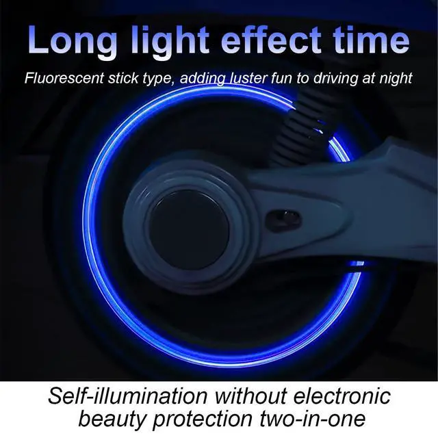 Alt view image 4 of 6 - Luminous Tire Valve Stem Caps for Car, 12PCS Fluorescent Glow in The Dark Air Caps Cover, Illuminated Corrosion Resistant Tire Pressure Caps, Universal for Car, Truck, SUV, Motorcycles, Bike (Blue)