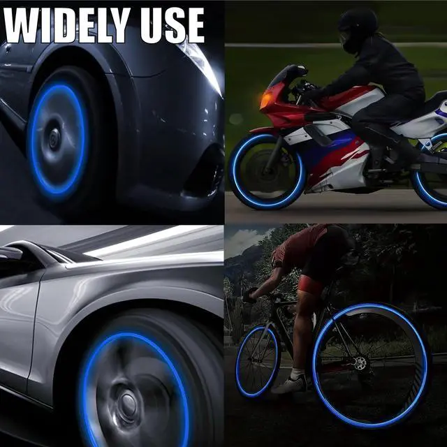 Alt view image 7 of 7 - MEAJOO 8PCS Fluorescent Tire Valve Stem Caps, Luminous Car Tire Air Cap, Corrosion Resistant Leak-Proof Wheel Valve Cover, Universal for Cars, Trucks, Bikes, Motorcycles, Bicycles(Blue)