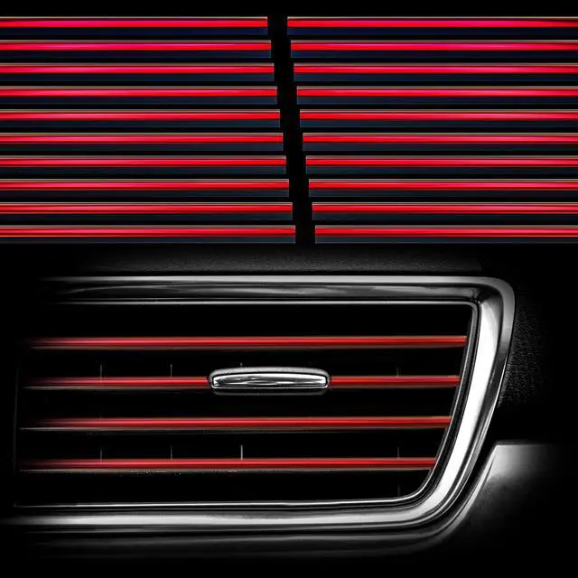 Main image of Hadwoer 20Pcs Car Auto Air Conditioner Vent Outlet Trim Strip, DIY Decoration Chrome PVC Car Interior Moulding Trim Strip Line for All Straight Air Vent Outlet (Red)