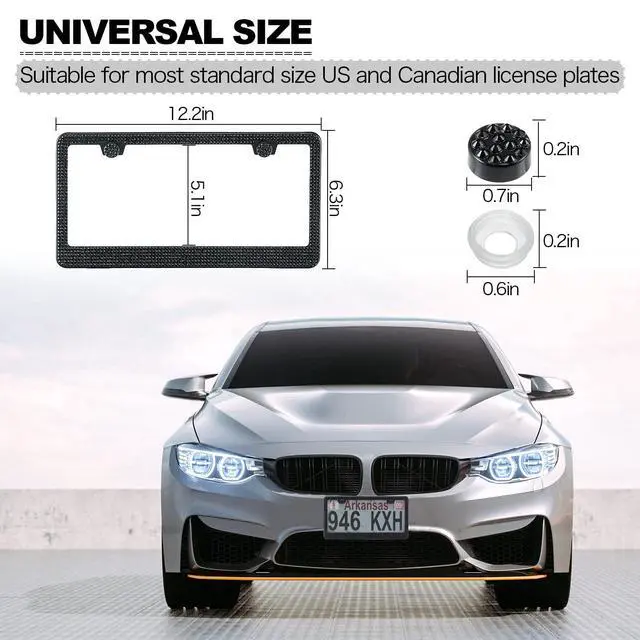 Alt view image 5 of 7 - FIISFIIS Bling License Plate Frame for Women,2 Pack Premium Stainless Steel Rhinestone License Plate Holder,Handmade Glitter Crystal Diamond Girl Lincense Plate Tag Cover,Bedazzled Sparkly-Black