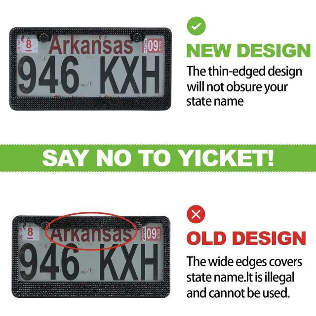 Alt view image 6 of 7 - FIISFIIS Bling License Plate Frame for Women,2 Pack Premium Stainless Steel Rhinestone License Plate Holder,Handmade Glitter Crystal Diamond Girl Lincense Plate Tag Cover,Bedazzled Sparkly-Black