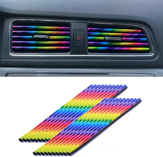 Main image of LivTee 20 Pieces Car Air Conditioner Decoration Strip for Vent Outlet, Universal Waterproof Bendable Air Vent Outlet Trim Decoration, Car Interior Accessories (Multicolour)