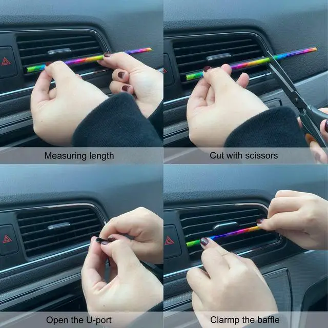 Alt view image 4 of 7 - LivTee 20 Pieces Car Air Conditioner Decoration Strip for Vent Outlet, Universal Waterproof Bendable Air Vent Outlet Trim Decoration, Car Interior Accessories (Multicolour)
