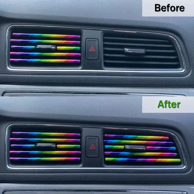 Alt view image 6 of 7 - LivTee 20 Pieces Car Air Conditioner Decoration Strip for Vent Outlet, Universal Waterproof Bendable Air Vent Outlet Trim Decoration, Car Interior Accessories (Multicolour)