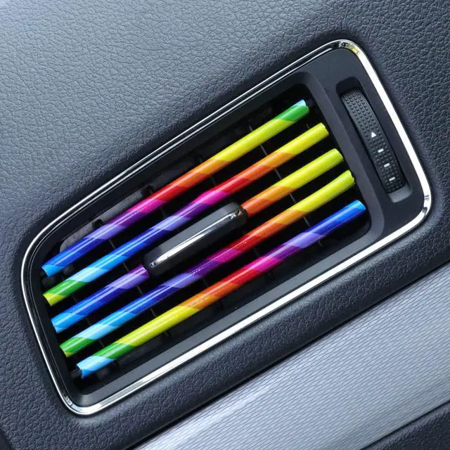 Alt view image 7 of 7 - LivTee 20 Pieces Car Air Conditioner Decoration Strip for Vent Outlet, Universal Waterproof Bendable Air Vent Outlet Trim Decoration, Car Interior Accessories (Multicolour)