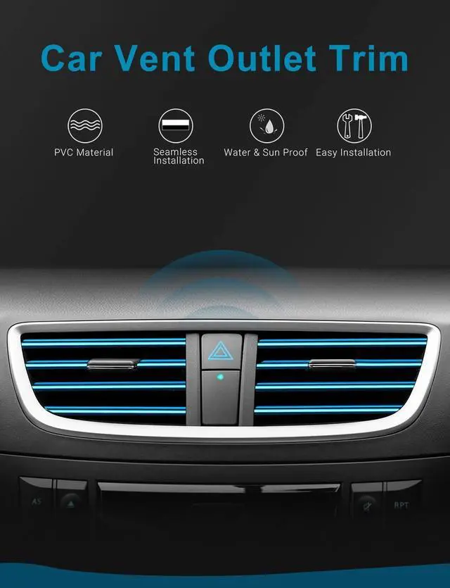 Alt view image 2 of 7 - OBVIS Car Vent Outlet Trim Strip, Blue, 20 Pcs