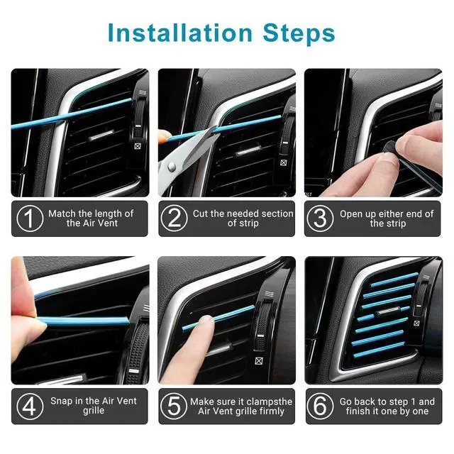 Alt view image 5 of 7 - OBVIS Car Vent Outlet Trim Strip, Blue, 20 Pcs