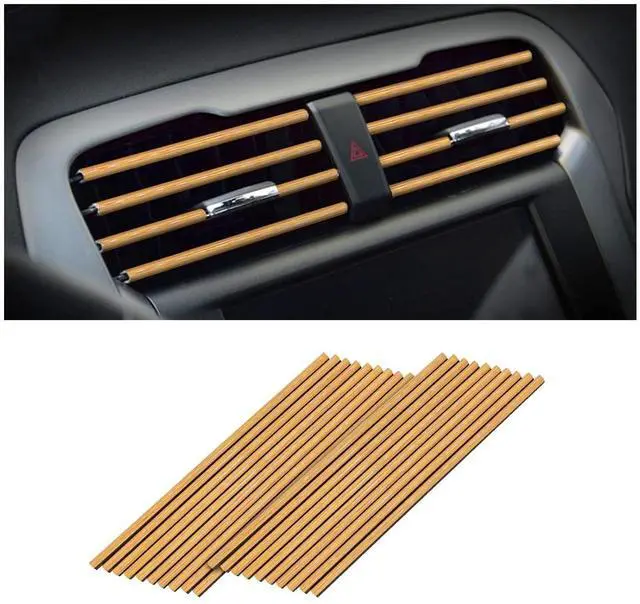 Main image of 8sanlione 20PCS Car Air Conditioner Decoration Strip, Auto Air Vent Outlet Chrome DIY Trim Strips, Waterproof Moulding Bendable Protection Strip Line, Car Decor Accessories for Most Cars (Wood)