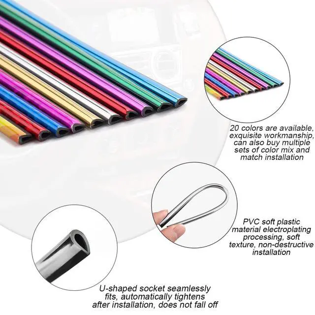 Alt view image 3 of 7 - 8sanlione 20PCS Car Air Conditioner Decoration Strip, Auto Air Vent Outlet Chrome DIY Trim Strips, Waterproof Moulding Bendable Protection Strip Line, Car Decor Accessories for Most Cars (Wood)