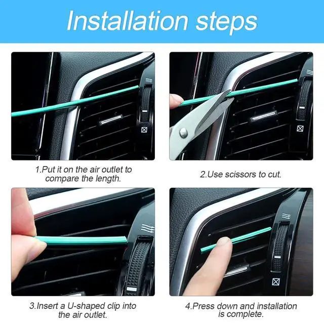 Alt view image 5 of 7 - 8sanlione 20PCS Car Air Conditioner Decoration Strip, Auto Air Vent Outlet Chrome DIY Trim Strips, Waterproof Moulding Bendable Protection Strip Line, Car Decor Accessories for Most Cars (Wood)