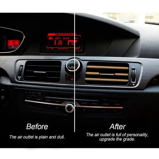 Alt view image 6 of 7 - 8sanlione 20PCS Car Air Conditioner Decoration Strip, Auto Air Vent Outlet Chrome DIY Trim Strips, Waterproof Moulding Bendable Protection Strip Line, Car Decor Accessories for Most Cars (Wood)