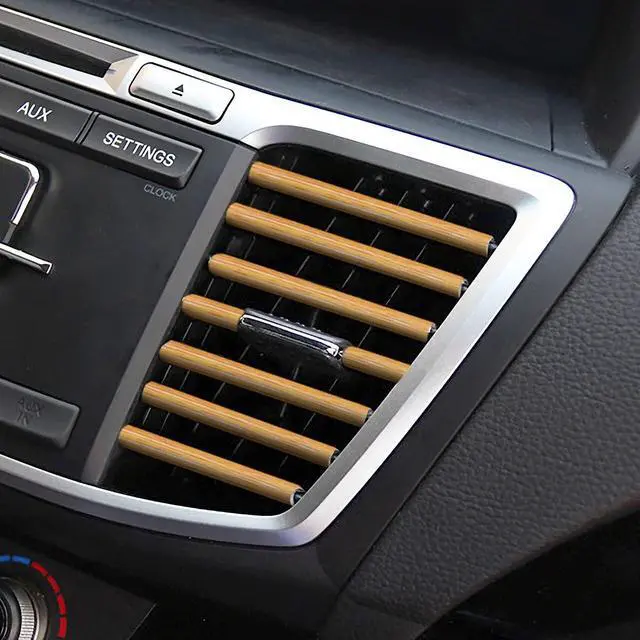 Alt view image 7 of 7 - 8sanlione 20PCS Car Air Conditioner Decoration Strip, Auto Air Vent Outlet Chrome DIY Trim Strips, Waterproof Moulding Bendable Protection Strip Line, Car Decor Accessories for Most Cars (Wood)