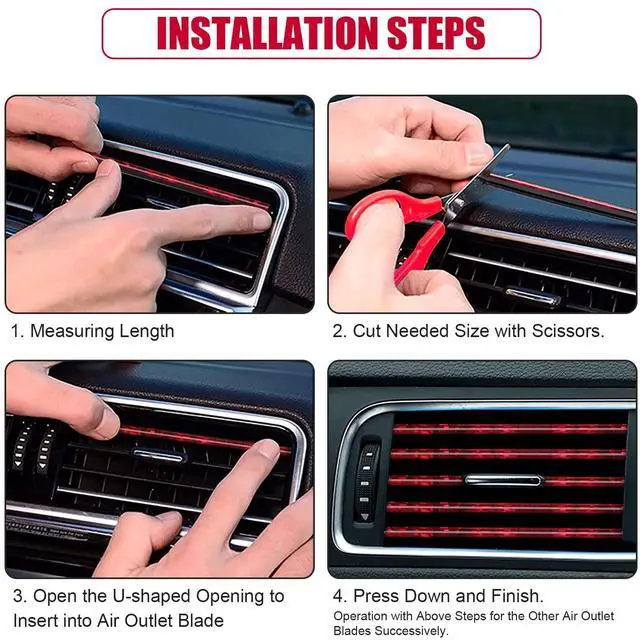 Alt view image 5 of 7 - PYHLVCLF 20 Pieces Universal Car Air Conditioner Vent Trim Decoration Strip Accessories, Waterproof Flexible Shiny Auto Car Interior Accessories for All Air Vent Outlet