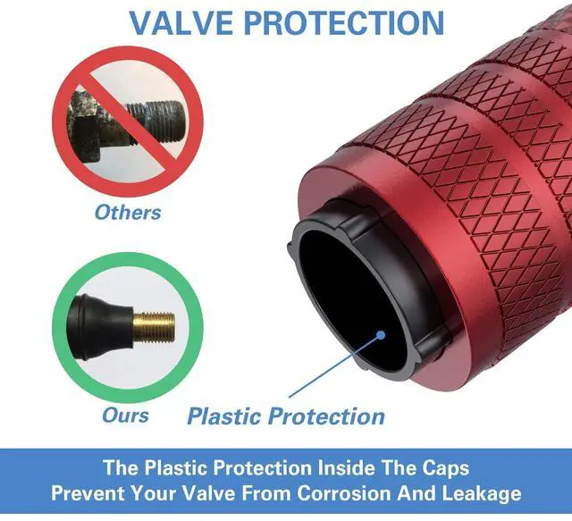 Alt view image 3 of 6 - CKAuto Tire Valve Stem Caps, Red, 4 pcs/Pack, Anodized Aluminum Tire Valve Cap Set, Corrosion Resistant, Universal Stem Covers for Cars Trucks Motorcycles SUVs and Bikes