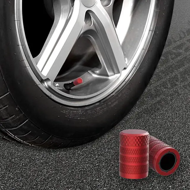 Alt view image 6 of 6 - CKAuto Tire Valve Stem Caps, Red, 4 pcs/Pack, Anodized Aluminum Tire Valve Cap Set, Corrosion Resistant, Universal Stem Covers for Cars Trucks Motorcycles SUVs and Bikes